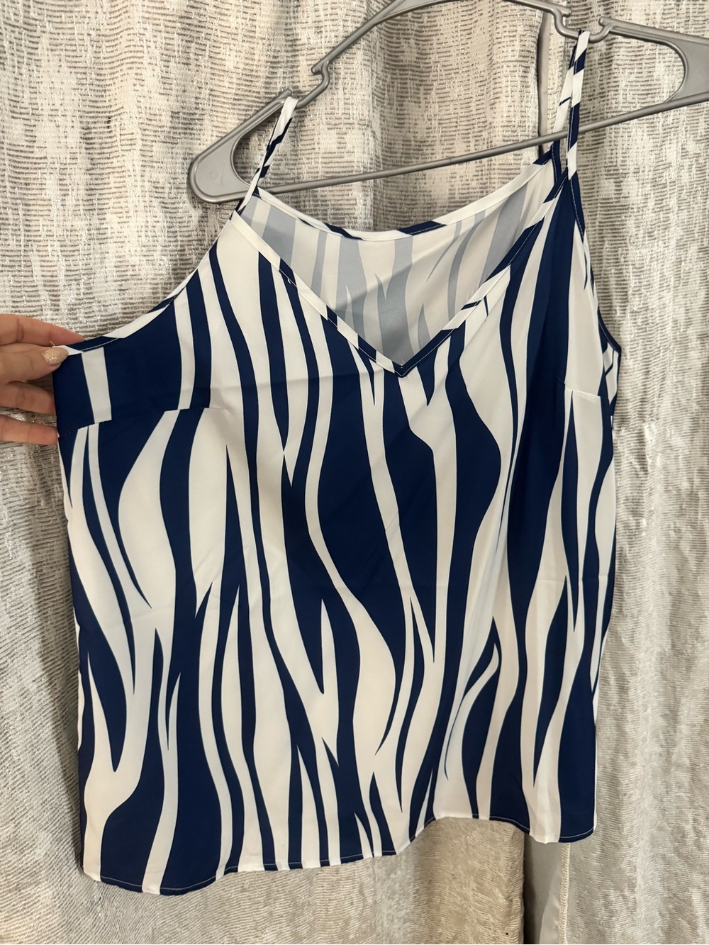 Navy and White Striped V-Neck Cami Top